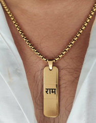 2 Side Unisex Rectangle Flat Bar Shape Stainless Steel Hindu God Lord