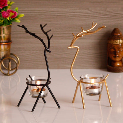 WoodlandGlow™ Metal Set Tea Light Holder