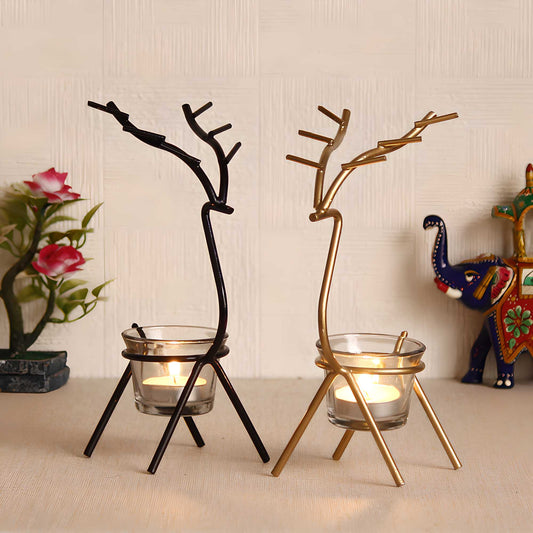WoodlandGlow™ Metal Set Tea Light Holder