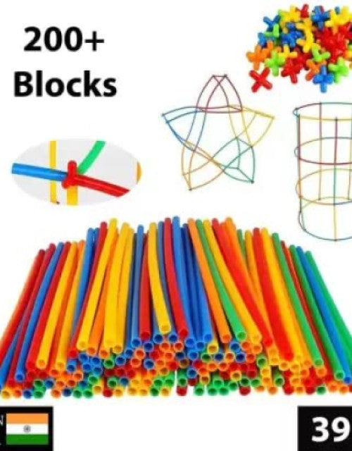 Colorful Straw Educational Building Smart City Blocks for Kids