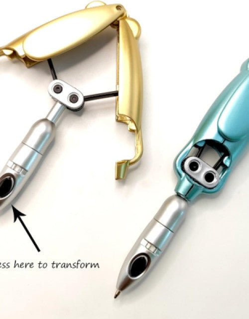 Transforming Robotic Ball Pen, Folding Retractable Ballpoint Writing Pen